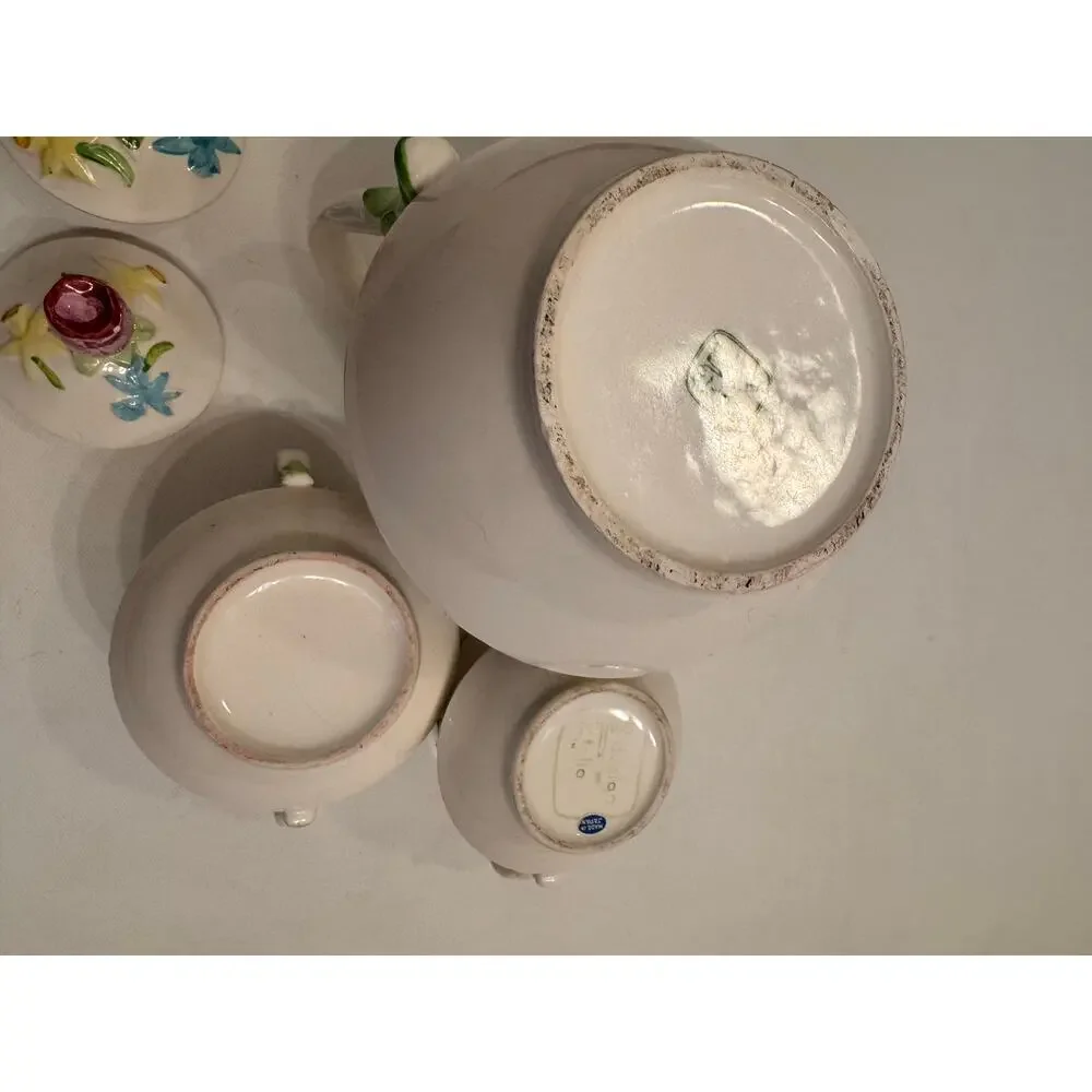 Vtg Schmid Design Folio Made in Japan 5pc Tea Set Floral Porcelain Tea Pot